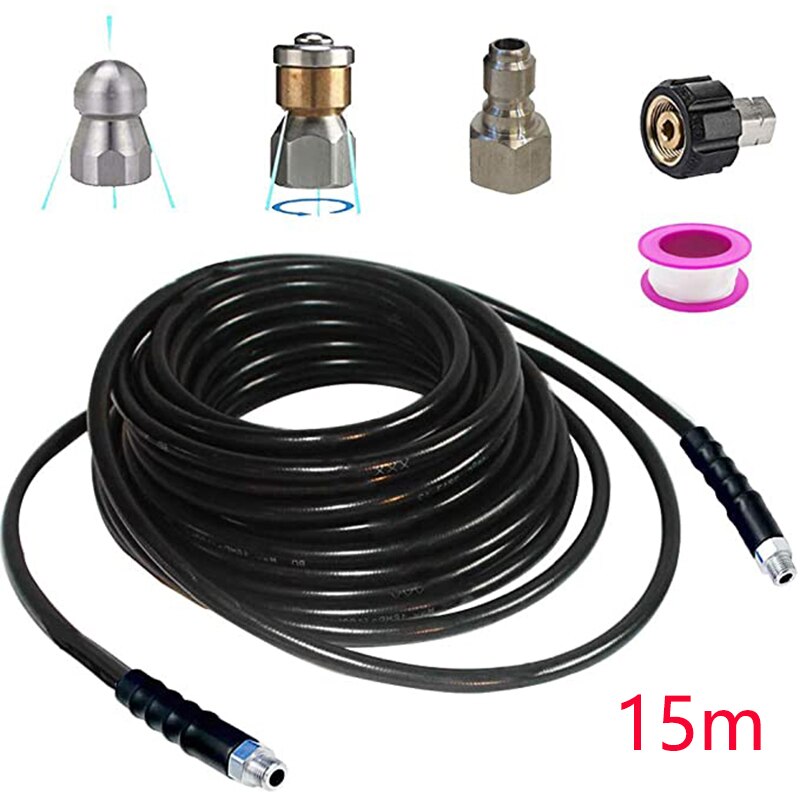 Boquilla de ahorro de agua, manguera eléctrica de alta presión para lavado de manguera de alta presión con boquilla de agua, manguera de limpieza de aguas residuales, 1800psi: Oro