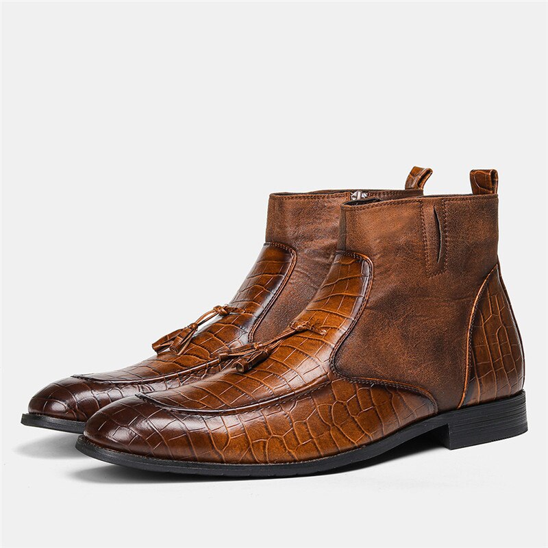 Tendance britannique nouvelle botte pointue à talons bas Chelsea bottes hommes bottes chaussures à talons hauts Cowboy bottes hommes Zapatos