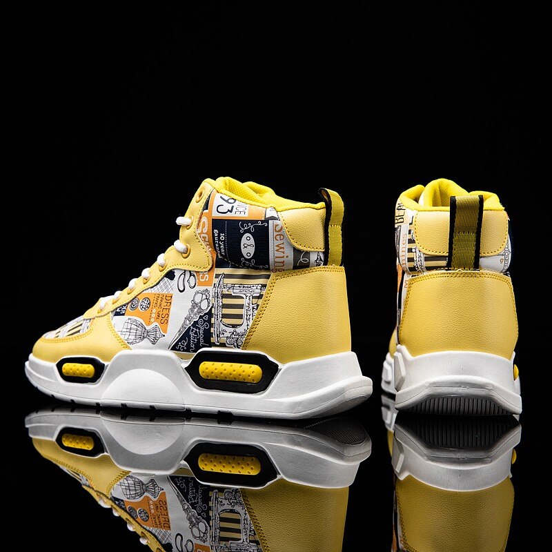 AIZHETU Chaussures Pour Hommes d'été Imprimé Graffiti chaussures Montantes Chaussures Étudiant Décontracté Chaussures De Sport