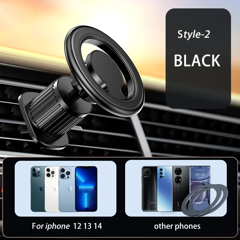 Soporte magnético para teléfono de coche, 15W, carga inalámbrica, ventilación, anillo Magsafe, soporte para coche para iPhone 14, 13, 12 Pro Plus, Mini funda MagSafe: Naranja