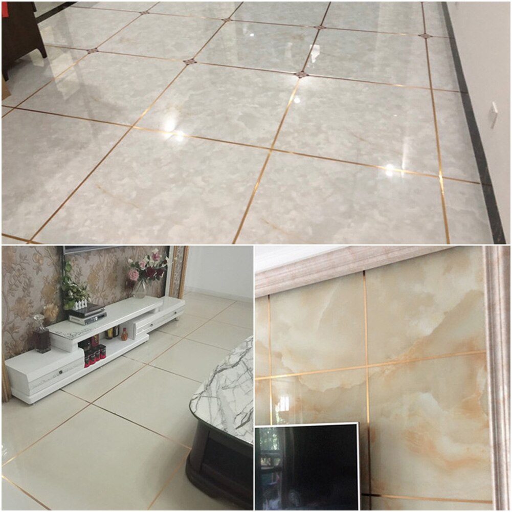 Cinta adhesiva de costura dorada para baldosas, autoadherente, impermeable, a prueba de moho, para decoración de espacios de pared de baño, 1,5 CM/3CM