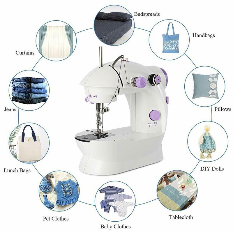 Mini Electric Desktop Sewing Machine 6W 2-Speed Lockstitch Sewing ABS+Electronic Components Sewing Machine