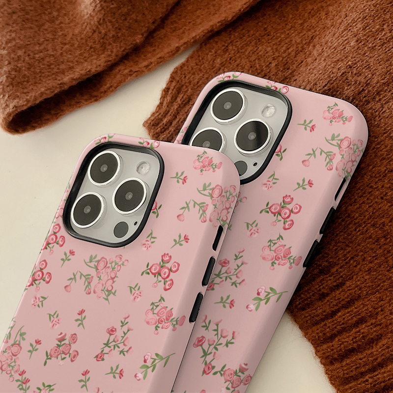 Pink Flowers Phone Case for IPHONE 16 15PRO MAX 14 13 12 11 Plus Acrylic TPU Two in One Mobile Phone Cover Cases