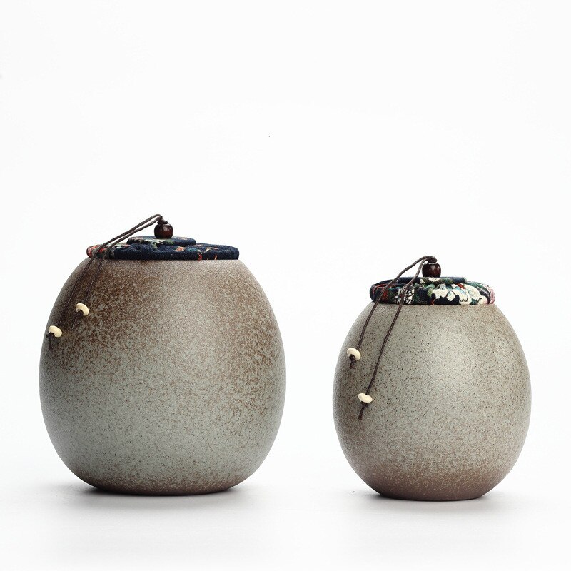 Handmade Porcelain Tea Pot Japanese Style Ceramic Tea Storage Tin Crude Pottery Tea Sealed Storage Pot Ancient Tea Bucket