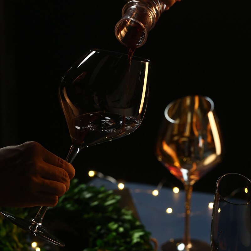 Crystal Glass Champagne Flutes Electroplated Amber smoke gray wine glass Household goblet wedding Wine Glasses