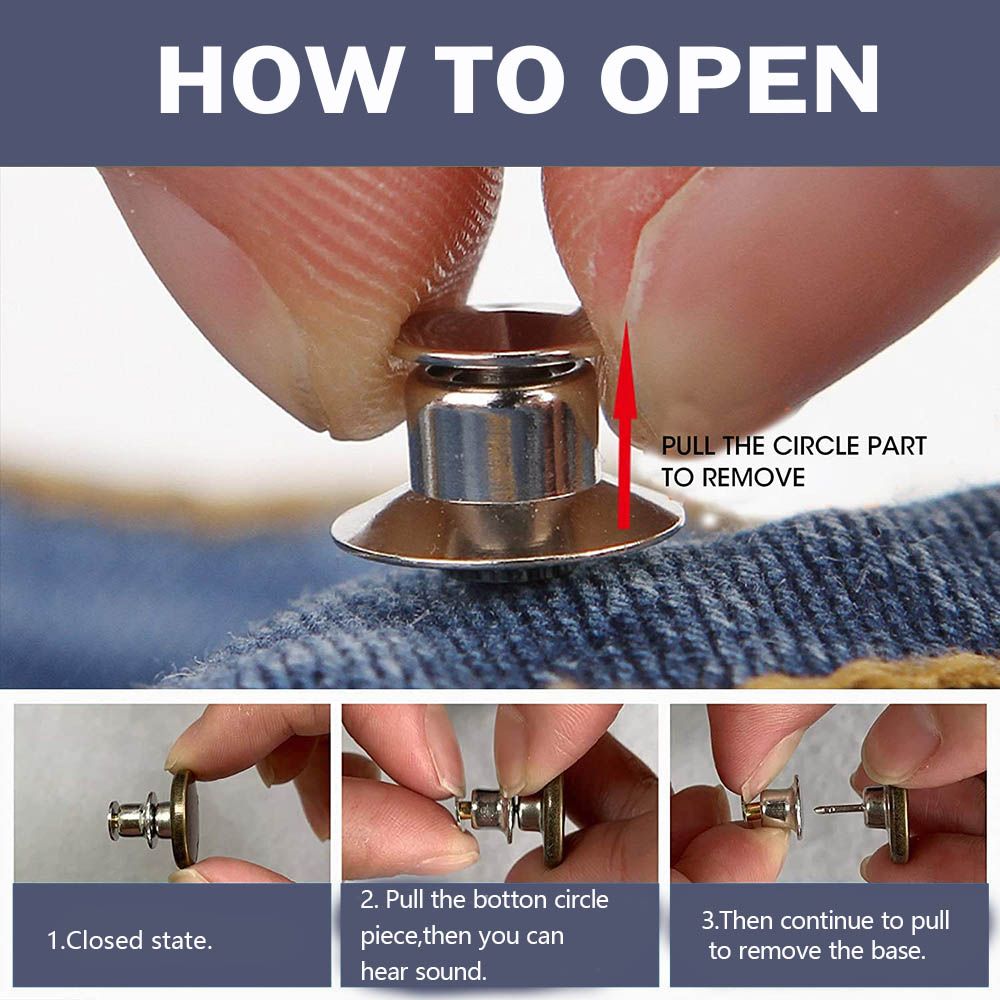 1 PC retro schnappen Verschluss Metall Tasten für Kleidung Jeans Abnehmbare Verstellbare Hosen Tasten Kostenloser Nagel NäHenne stecken Taille Geschmack Stift