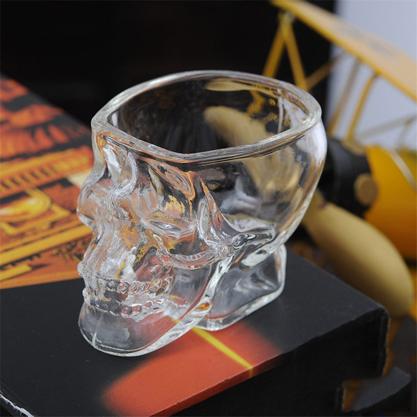 Przezroczysty kryształ czaszki głowy strzał szklany kubek robić whisky wino wódka gotyk dla domu Barware Drinkware whisky wino czaszki puchar