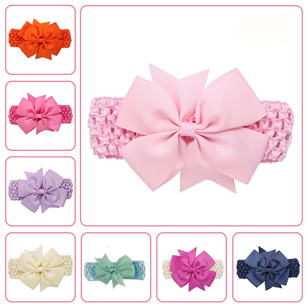 Baby Girl Bows Wave Headbands Big Bowknot Hair Accessories Cotton Wide Head Turban Infant Newborn Headbands Solid Headwraps