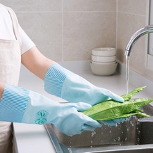 Husholdningsgummi rengøringshandsker pvc vandtæt karklud vaskehandsker langærmede vaskehandsker til