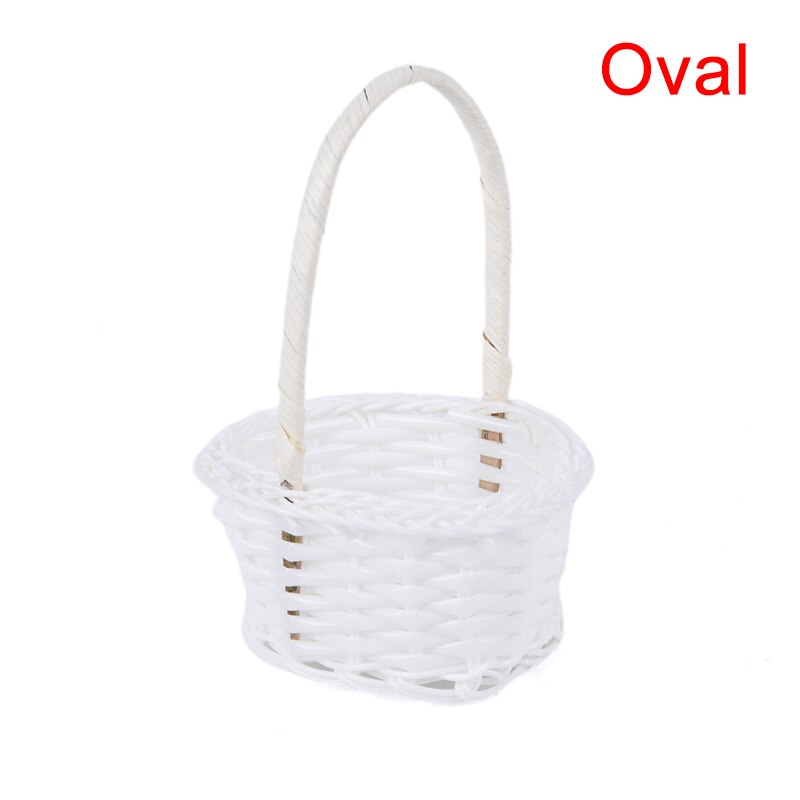Mini cestas de plástico tejidas a mano para almacenamiento, canastas de tela para flores, frutas, ratán, cosméticos, té y Picnic, 1 ud.: oval
