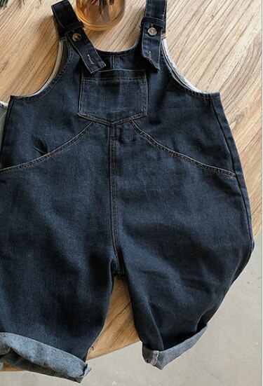 Koreaanse Stijl Herfst Jongens Meisjes Oversized Denim Overalls Kids Zeer Losse Patchwork Bib Jeans 1-6Y: Black / 6T