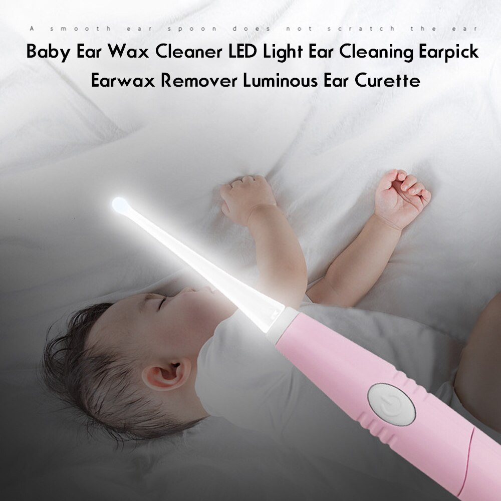 Baby öronvax renare led ljus öron rengöring öronpetare öronvax remover lysande öron curette ljus sked hälsovårdsverktyg för barn