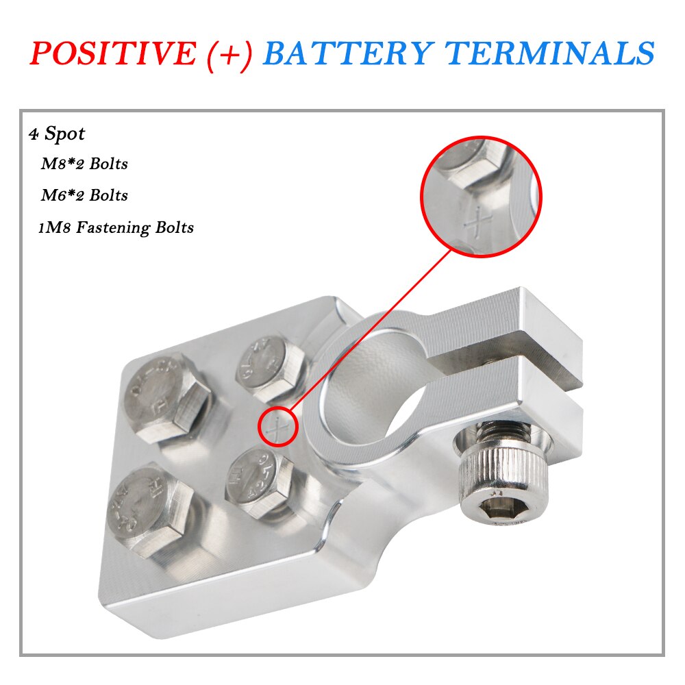 1 Pair Multi-Connection Marine Battery Terminals Flat Battery Clamps Lead Fit 4/0 Awg Lugs Positive Negative