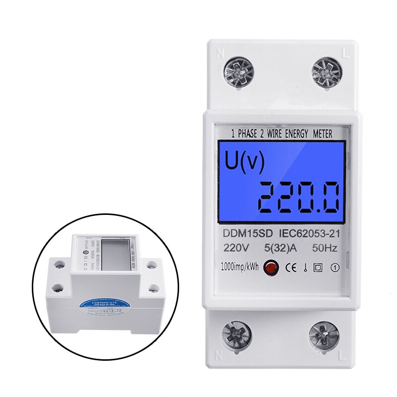 Energy Meter KWH-Watt Electric Meter 1 Phase Approved For DIN rail 5 (32) A 230V Single Phase Din Rail KWH Watt Energy Meter