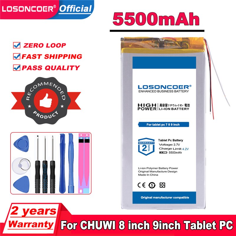 LOSONCOER 5500mAh 3263156 Battery For 8 inch 9inch Tablet PC CHUWI Hi8 / hi8 pro xv8 DVD DVR Tablet PC battery For Ainol NOVO 7