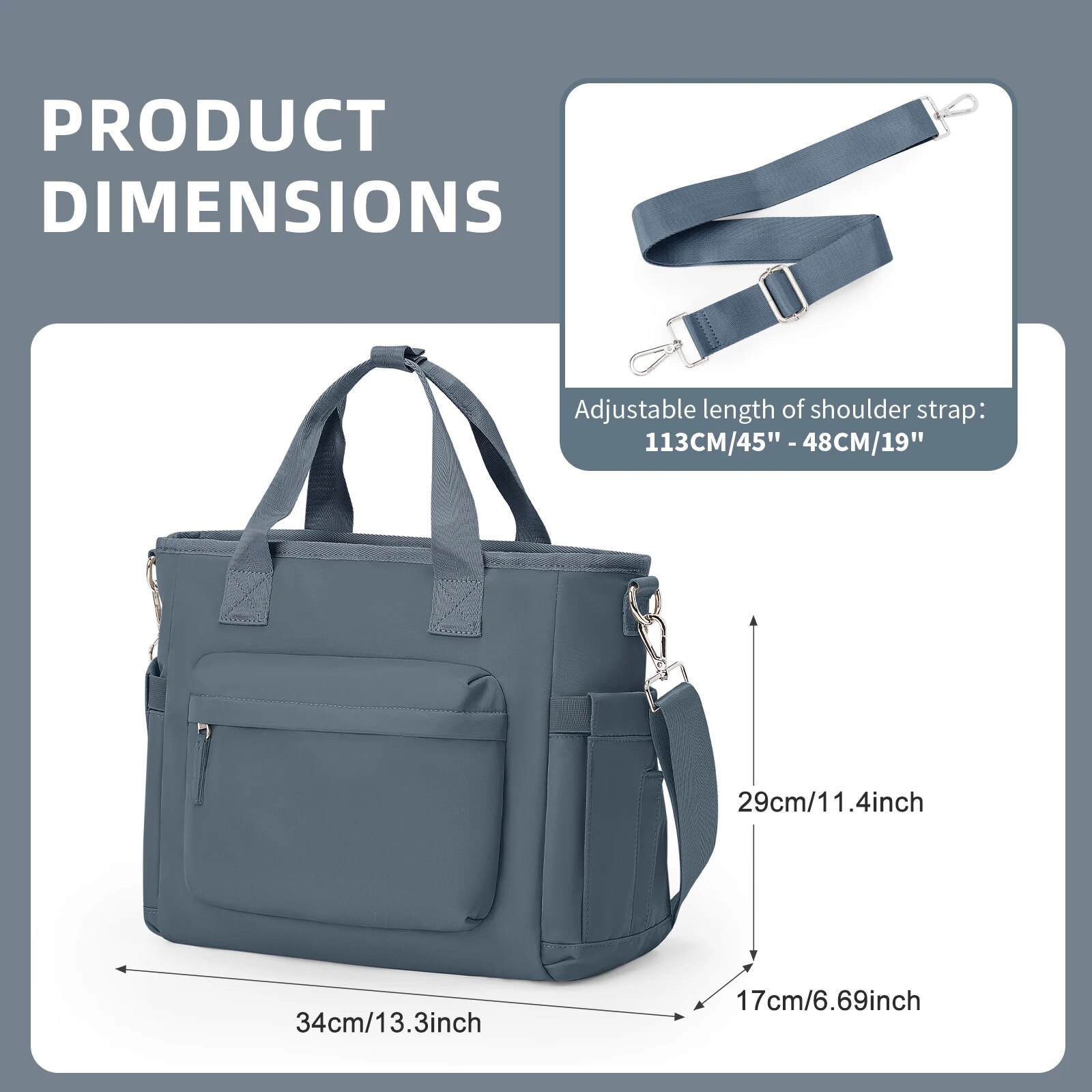 Likros Insulated Lunch Bag for Women Men, Lunch Box Bag with Shoulder Strap, Adult Reusable Tote Lunchbag for Work Picnic Beach: Blue