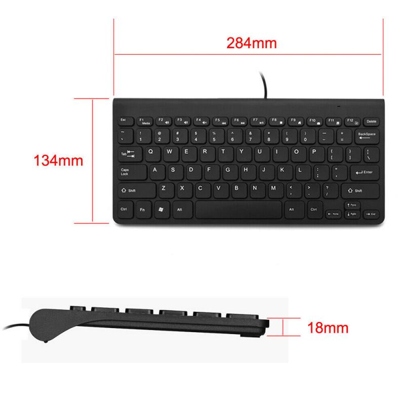 1 Pcs Ultra Slim Mini Wired Keyboard USB 2.0 78 Keycaps Keyboard Waterproof Computer Takes Less Space Computer Peripherals