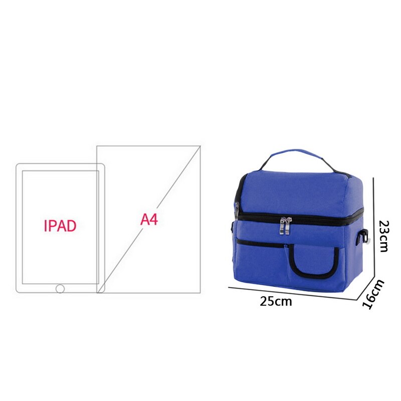 Adisputent dubbeldeks lunchtas thermische isolatie tas waterdichte lunchtas die voedsel vers houdt multifunctionele picknickkoffer