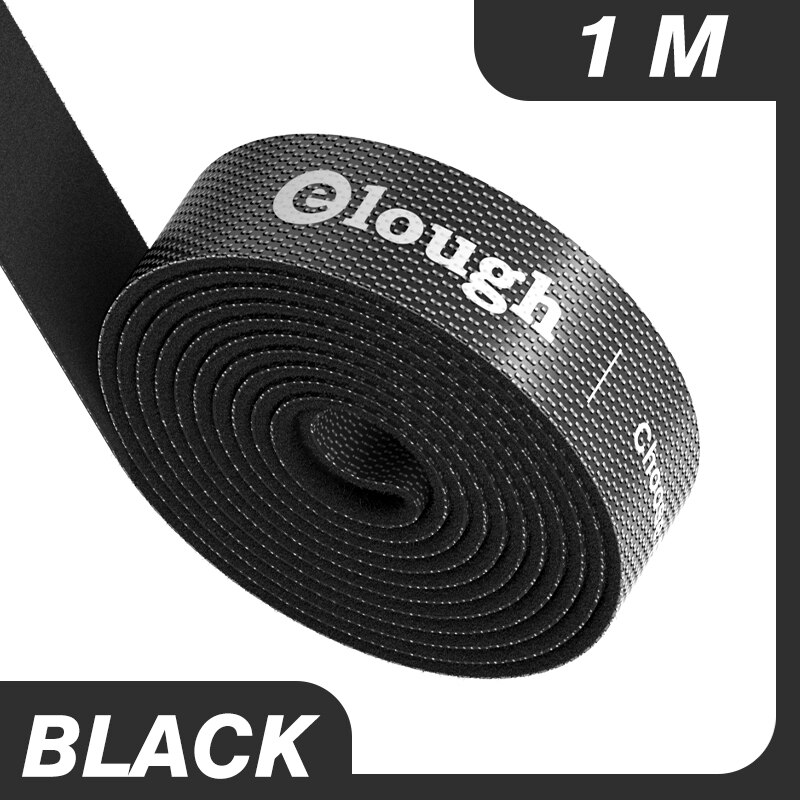 Elough 5m kabel organiserare wire winder clip hörlurar mushållare sladdskydd för iphone samsung xiaomi huawei usb-laddare: 1m svarta kardborreband