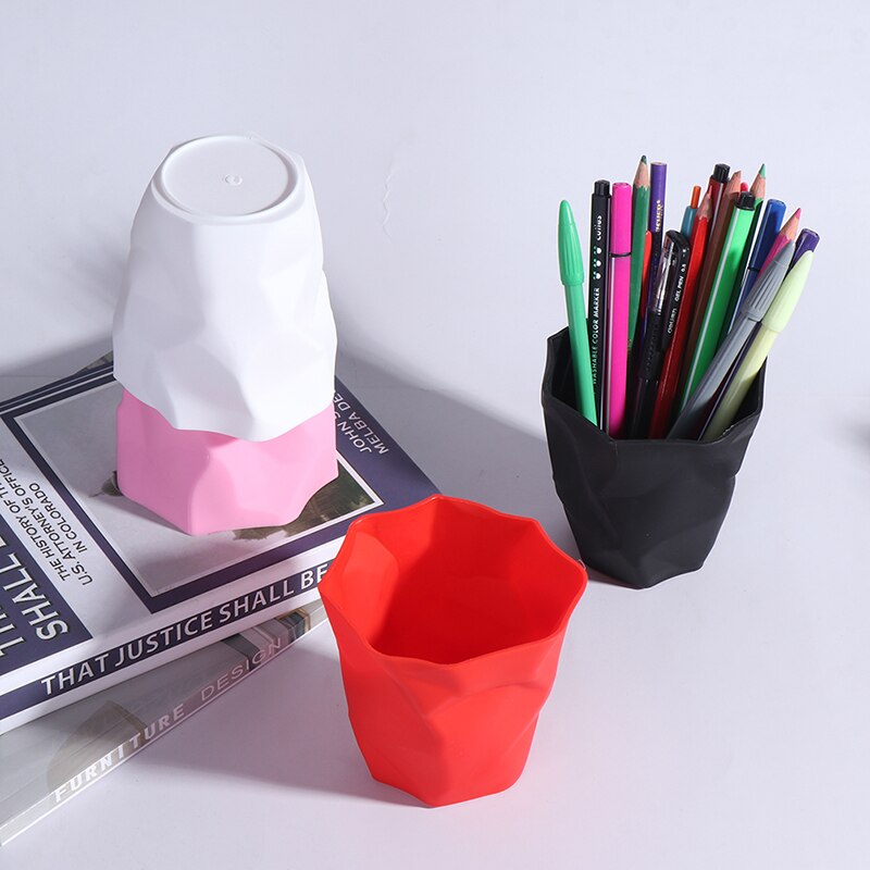 Pen Pencil Holder Container Desk Multifunction Mini Desktop Dustbin Vase Pot Makeup Brush Holders Home Office Stationery