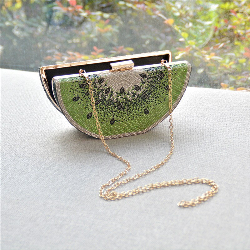Watermelon shape cute evening clutch bags Women&#39;s luxury Small diamonds purses and handbags chain shoulder bags B407
