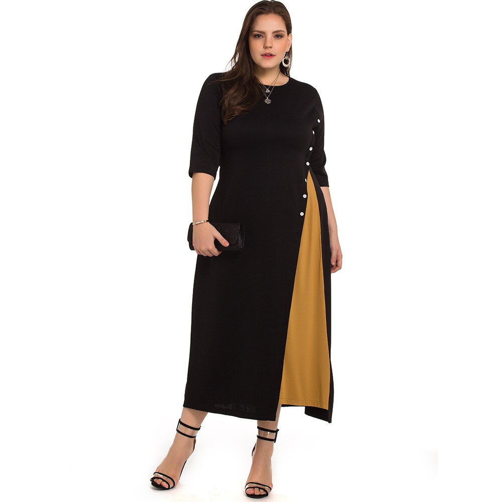 Casual effen kleur trui jurk met hoge hals en lange mouw main image 0