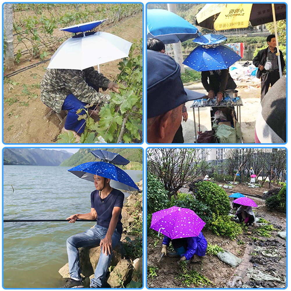 69/95cm Outdoor Portable Rain Umbrella Hat Foldable Fishing Sunshade Headwear Cap Waterproof Camping Fishing Beach Sun Hat
