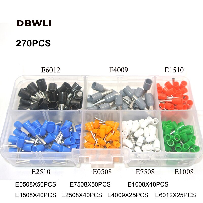 Ferrule Crimping Tool Kit-Ferrule Crimper Plier Wire Ferrules Crimp Wire Ends Terminals E0508 E1008 E2508 4009 6012 10-12: 270PCSTUBE