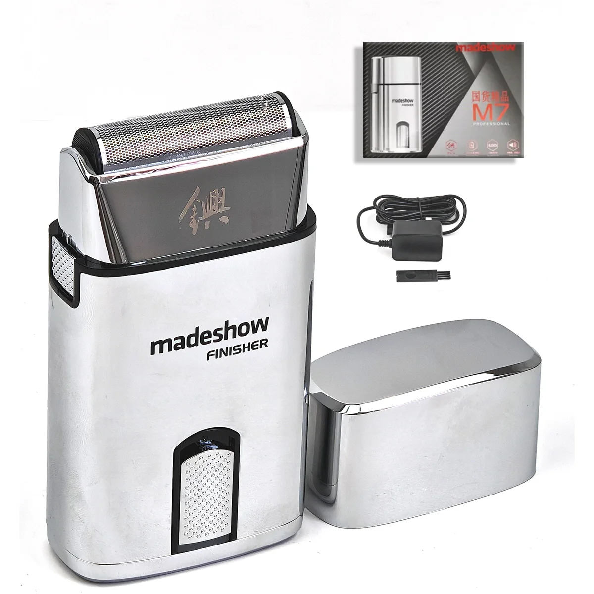 Rasoir de barbier pour homme, rasoir électrique à faible bruit, lame de droitation magnétique, tondeuse pour homme, M7, 8000 tr/min: green / Us Plug
