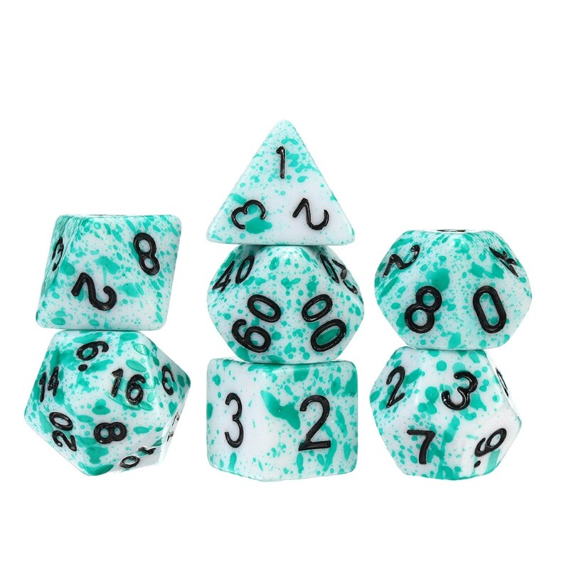 7pcs/set Acrylic Dice Set Different Shapes Digital Dice for RPG DND Board Game 27RD: C