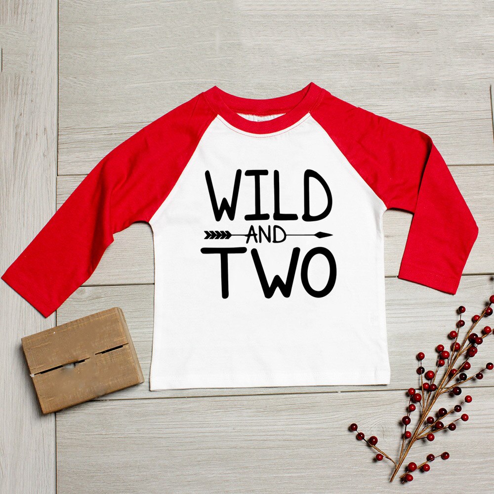 2nd Geburtstag Hemd Unisex Wilde und Zwei Geburtstag Hemd 2nd Geburtstag Junge Mädchen Party T-shirts Kinder T-shirts Kinder Langarm t: HM05-KRTRD- / 3T
