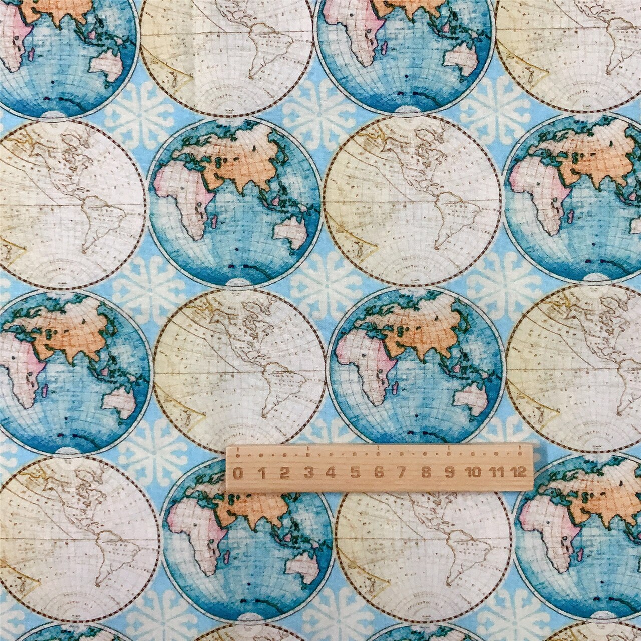 Earth Map Worldwide Geographical Territory Five Continents Ocean Horizon Plain 100% Cotton Fabric DIY sewing Clothing Tissue