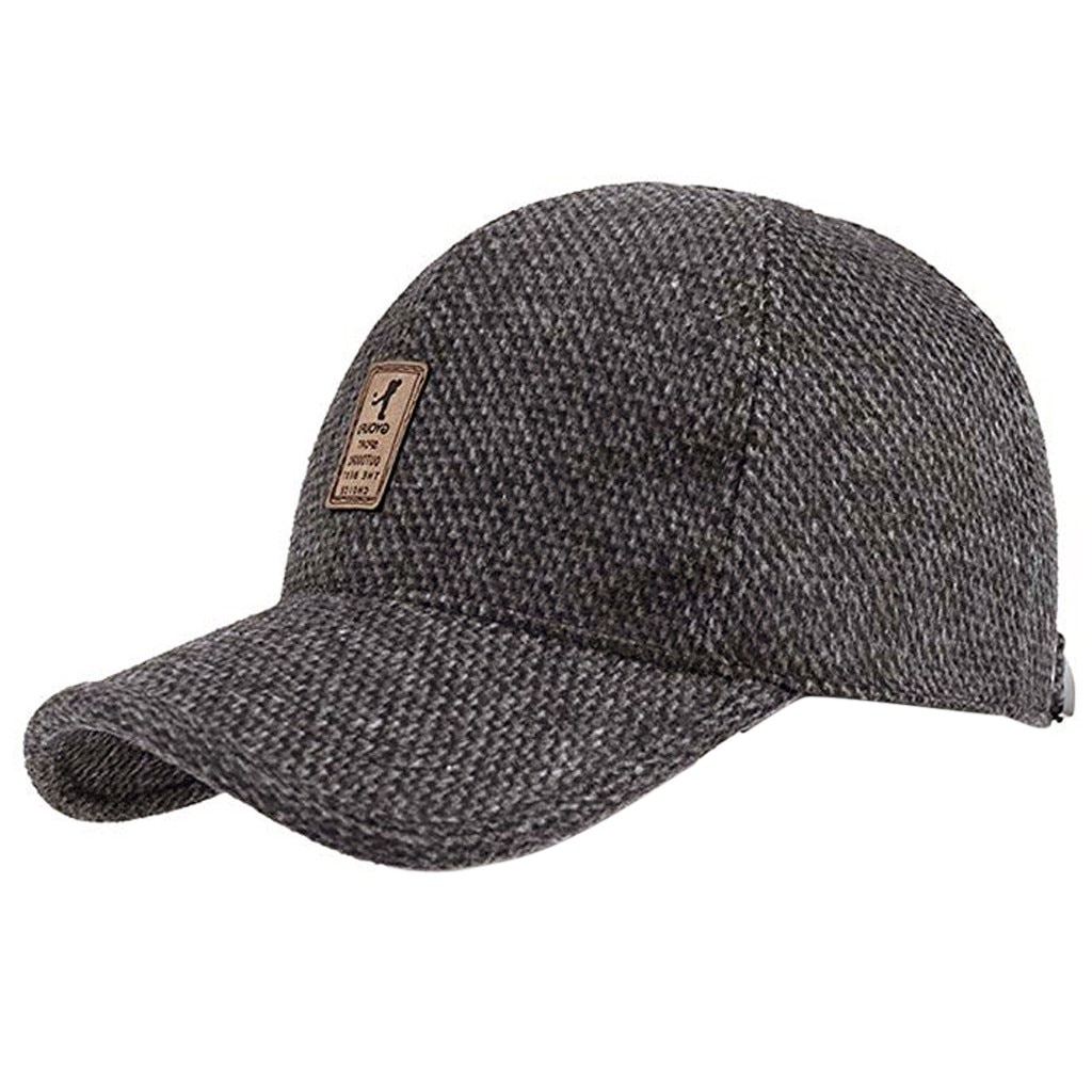 Orejeras para el invierno para hombre, gorro con visera de algodón, adecuado para el invierno, sombreros casuales para correr al aire libre, gorra de Color puro, gorras Snapback # P30