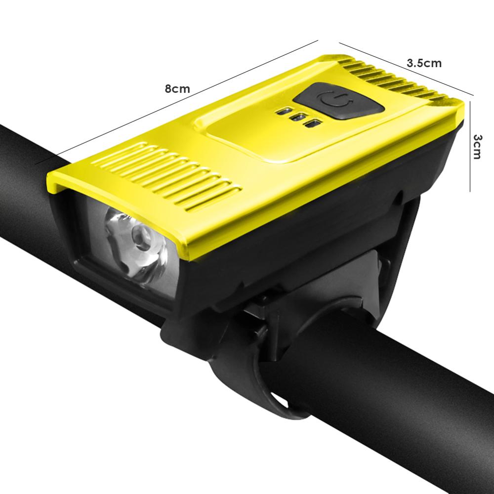 Phare Avant Vélo LED Rechargeable USB 800 Lumens - 10W IP44 - 6 Modes - Noir