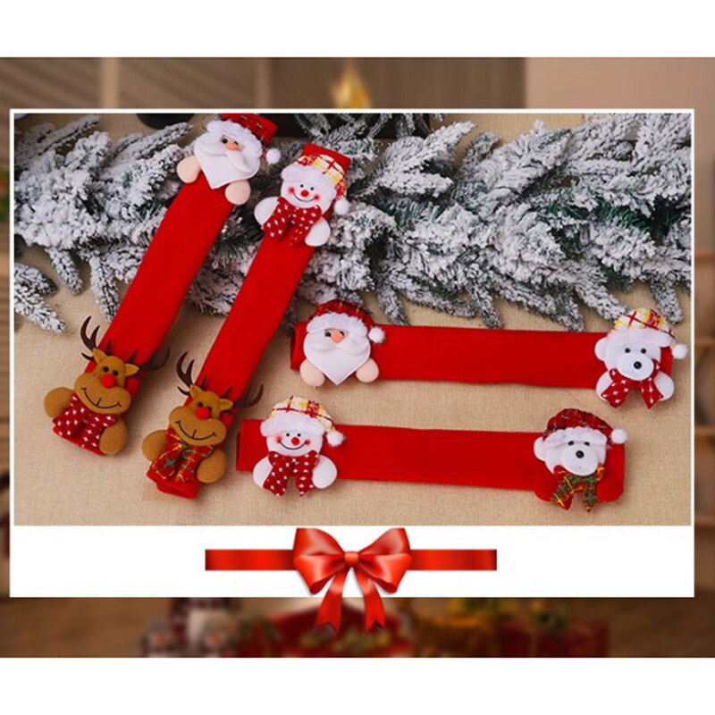 Tirador de nevera cubierta de Navidad manoplas para horno o microondas de nevera guantes refrigerador horno cubierta de protección de la decoración de la Navidad
