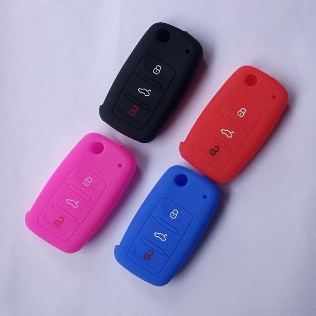 Funda de silicona para llave de coche, cubierta para Volkswagen Polo Passat B5 Golf 4 5 6 Jetta Mk6 Tiguan Cross Fox Plus Eos Scirocco Beetle