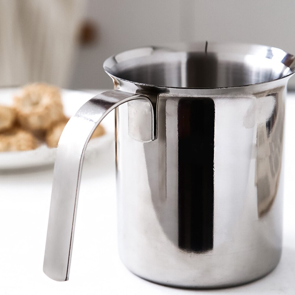 HYTTER Mousseur à Lait Manuel Inox 400ml - Pichets à Mousse Double Couche Pour Cappuccino Et Café Au Lait