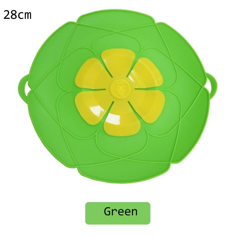 26Cm/28Cm coperchio da cucina magico coperchi in silicone tappo anti-trabocco coperchio pentola coperchio tappo di versamento accessori da cucina utensili da cucina: Green28cm
