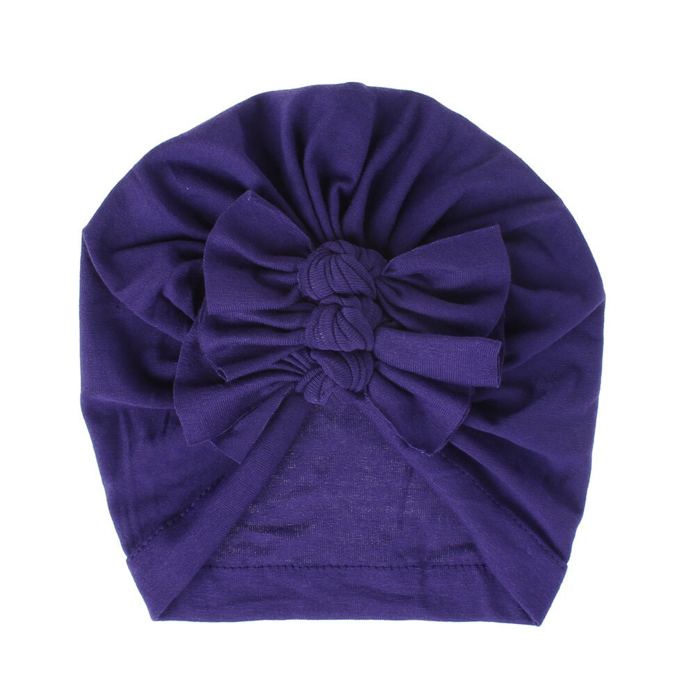 Vauva puuvilla turbaani toppisolmu hattu taapero lapset poika tyttö intia pipo lippis ihana pehmeä vastasyntynyt kolme rusetti päähineet: 10 tumman violettia