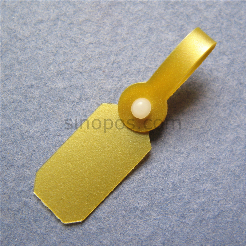 Goud Jewelries Prijskaartje, gouden PVC knop snap clip geschenkverpakkingen label plastic hangtag DIY vinyl fastener wedding ring tags