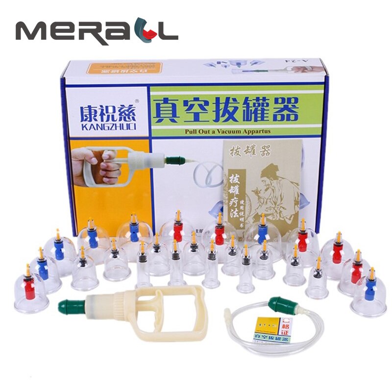 24 Stuks Blikjes Vacuüm Cupping Set Dikkere Magnetische Opzuigen Cupping Cups Acupunctuur Massage Zuignap Chinese Massage Kit