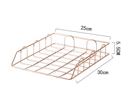 Support de bureau pour magazines, support de journaux en fer, plateau de stockage de fichiers de magazines à une couche pour le bureau, décoration de la maison: Rose gold