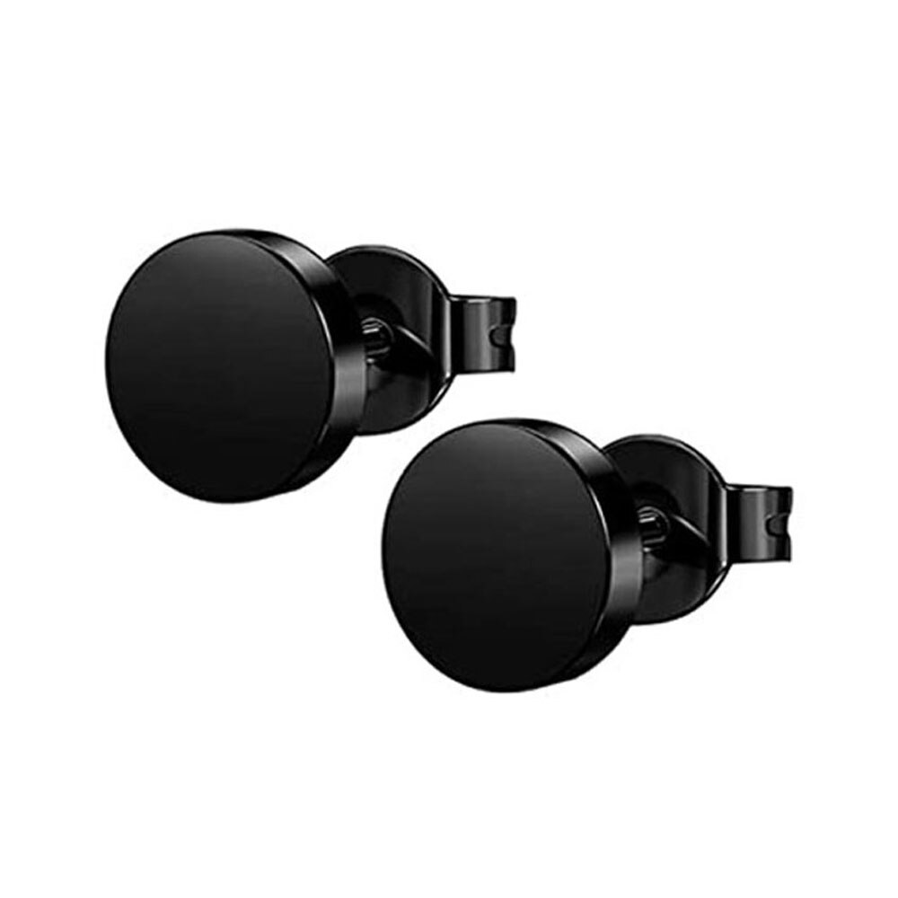 4 Pairs Mens Earrings Black Huggie Hoop- Stainless Steel Circle Piercing Earrings for Mens Women