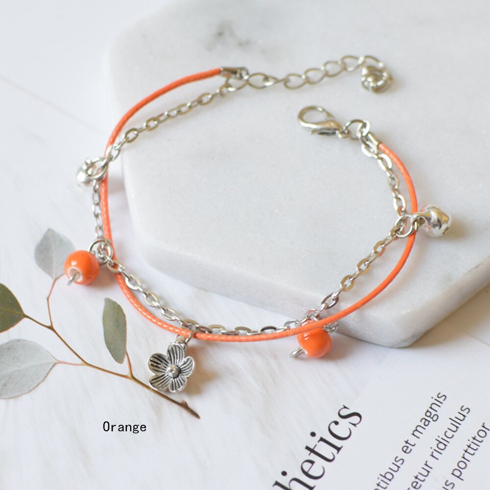 Flerlags koreansk klokke nylon reb porcelæn perle armbånd søde smykker tilbehør til studerende og teenagere til kvinder: 5