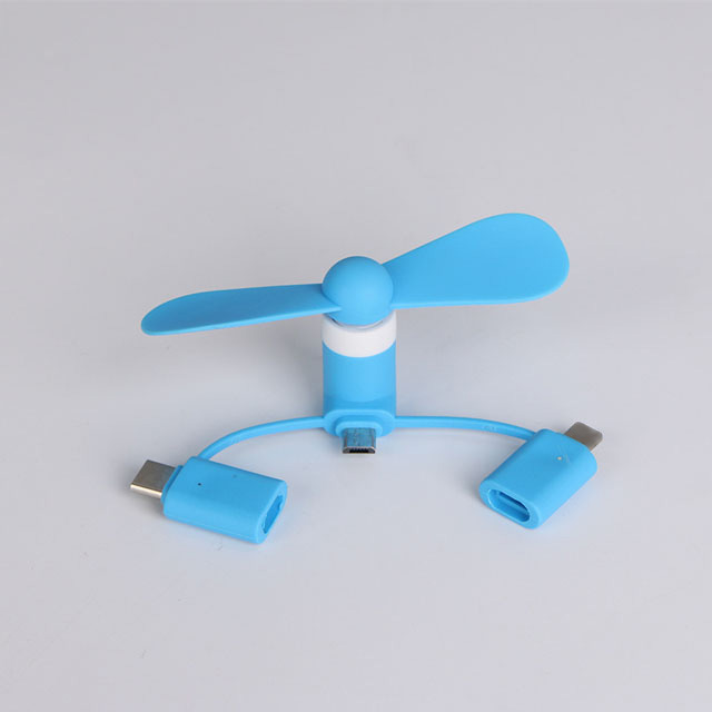 3 in 1 bærbar rejse mobiltelefon mini ventilator køler til android type-c micro usb c til ipad iphone 16 5 6s 7 plus 8 x xs: Sort