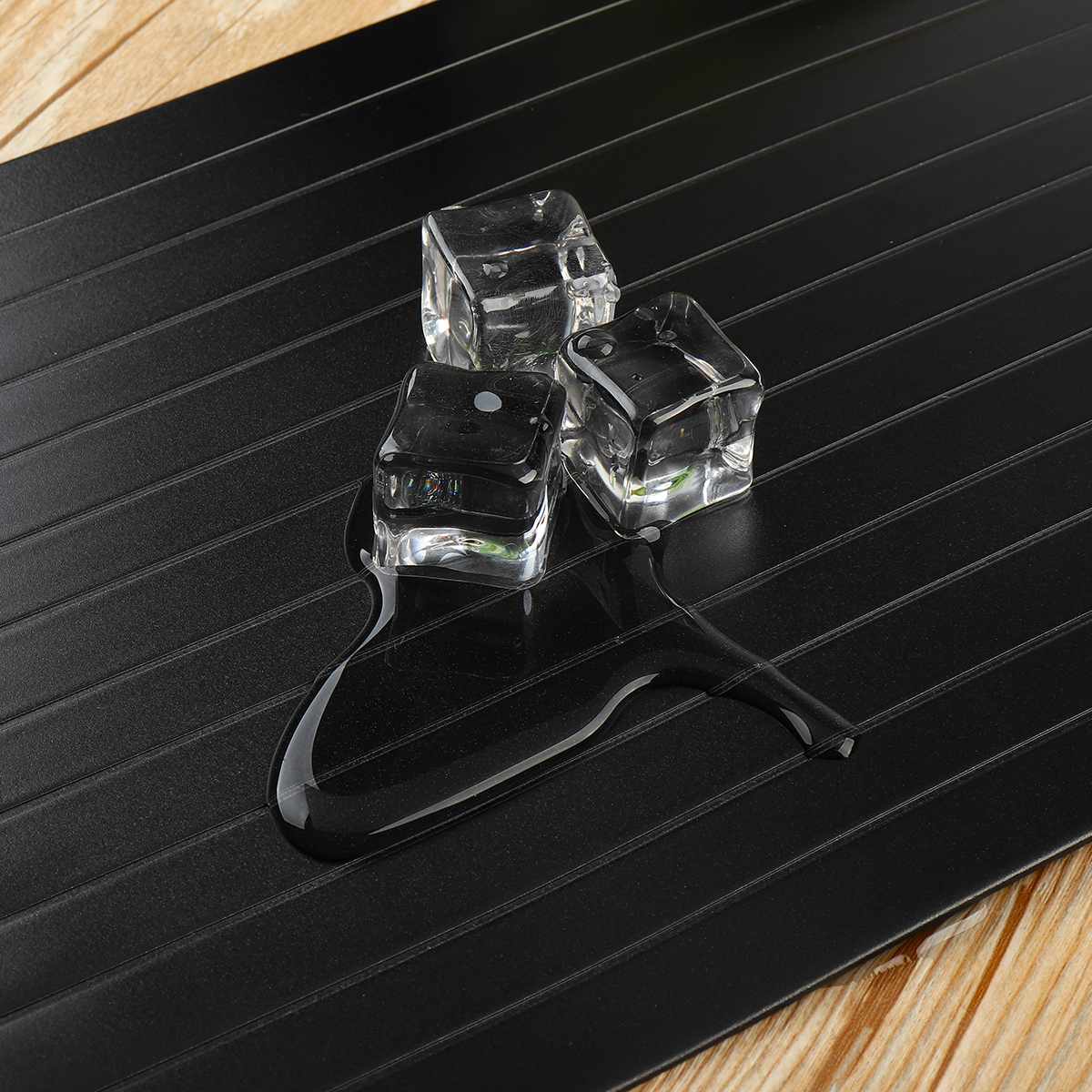 Fast Defrosting Tray Defrost Frozed Meat Food Quick Black Size Keep Food Nutrition Fresh Safest Way Aluminum 29.5x20.5x0.2cm