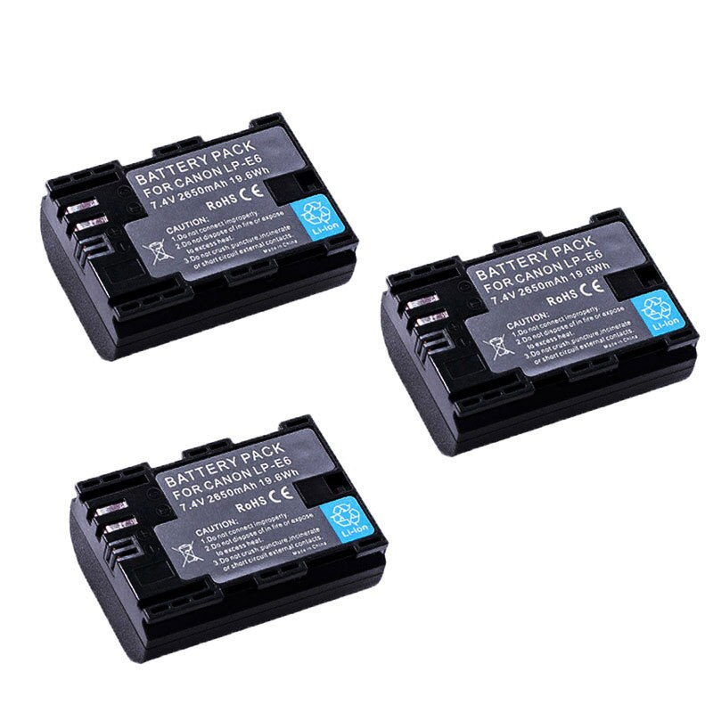 4x2650mAh Li-ion Battery LP-E6 LP-E6N lpe6 LP E6 E6N Batteries for Canon LP-E6 EOS 5DS 5D Mark II Mark III 6D 7D 60D 60Da 70D: 3battery