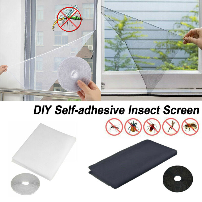 Adjustable Window Screen Net Mesh Curtain Protector For Bugs Fly Mosquito Insect Cover Sticky Removable Washable Invisible
