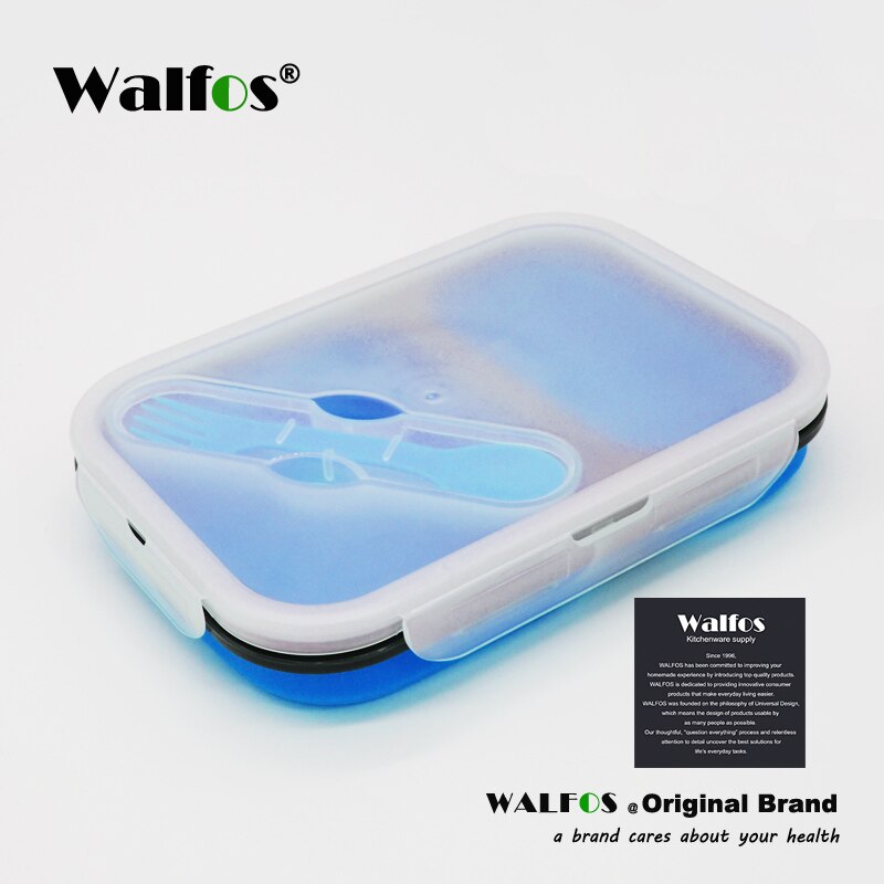 Walfos Silicone Inklapbare Draagbare Lunchbox Kom Bento Dozen Vouwen Voedsel Opslag Container Lunchbox Voor Outdoor Reizen: Blue