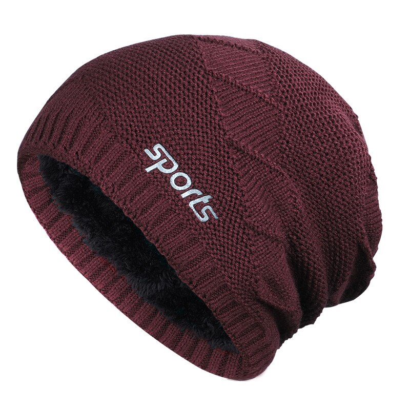 Vinter dame kasket herre kasket far hat sport unisex gorras populære mandlige skullies varm tyk hække kasket 2 stk sæt: Vin -2